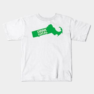 Massachusetts Drink Local MA Green Kids T-Shirt